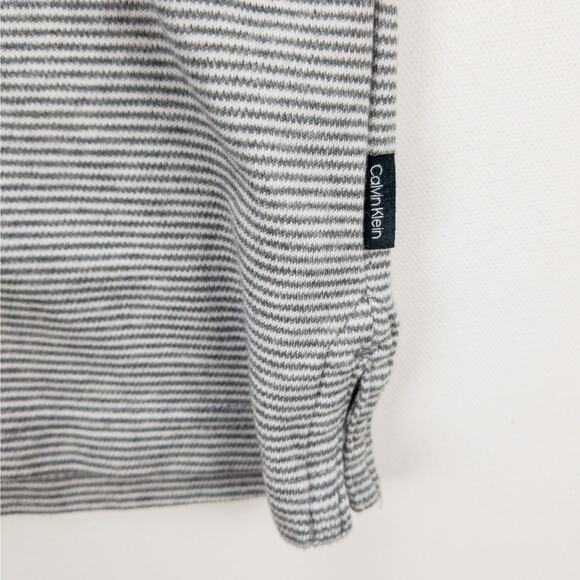 Calvin Klein Liquid Touch Polo Men’s 2XL Gray Stripe Soft Business Casual Shirt - Picture 5 of 12